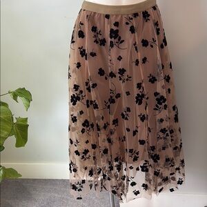 Chicwish Black Floral Midi Skirt